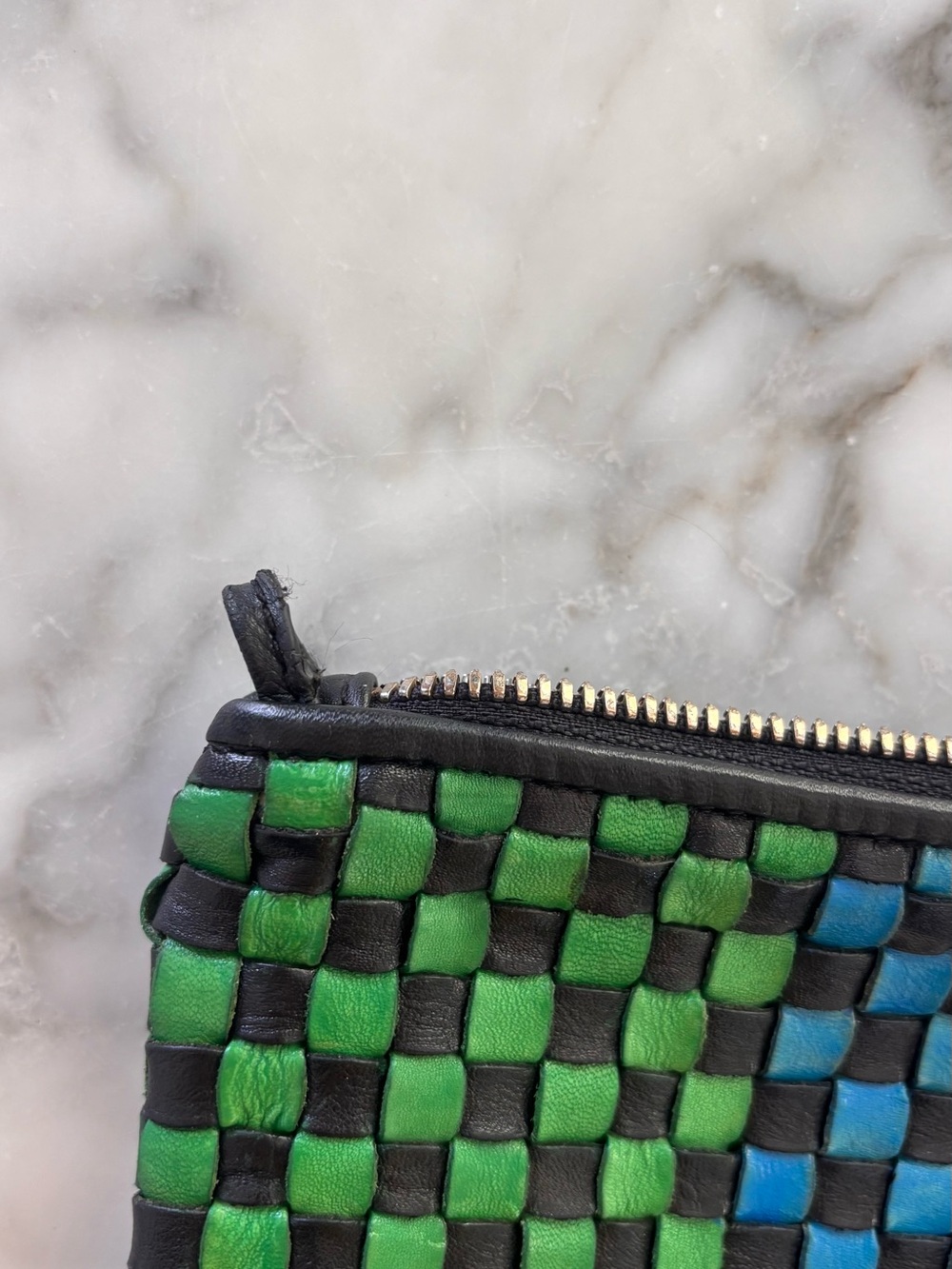 Clare V foldover clutch with tabs- Woven Multicolor leather - Picture 4 of 5